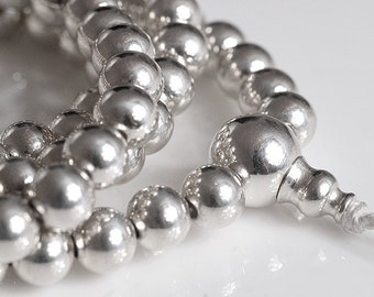 Mala buddyjska ze srebra próby 925, 108 koralików do medytacji, Japa Yoga 7 mm