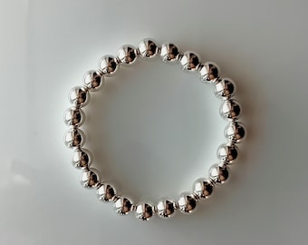 Silver hand bracelet 8 mm, 925 sterling silver,