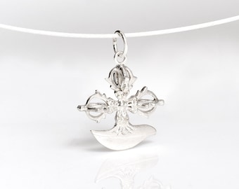 Buddyjski wisiorek Kartika (Drigug) Podwójny Dorje, buddyjska biżuteria srebrna, tybetańska biżuteria Kartika, tybetański wisiorek buddyjski. Nóż Dakini.