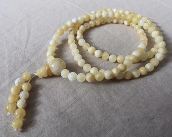 Amber Mala, Mala 108, Buddhist mala,baltic amber mala, white amber, meditation mala , 5 mm beads