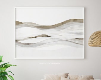 Minimalist Print, Abstract Landscape, Watercolour Print, Mindfulness gift, Horizontal Wall Art, Printable Art, Modern Art, Large Wall Art