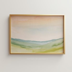 Pastel Watercolour Landscape Painting, Abstract Sunset Print, Abstract Landscape, Calm Art Print,  Instant Download Printable Art