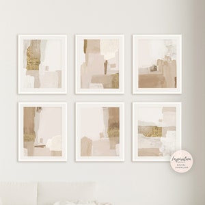 Set Of 6 Minimalist Art Prints, Neutral Abstract Paintings, Living Room Art, Contemporary Art, Printable Wall Art, Modern Wall Art