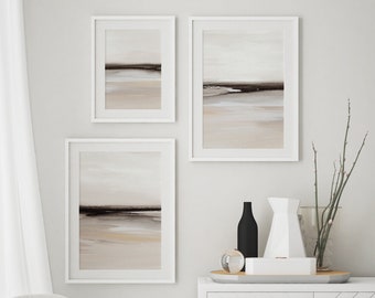 Set Of 3 Abstract Landscape Paintings, Minimal Wall Art Set, Abstract Watercolour Paintings, Large Printable Art, Downloadable Print Set