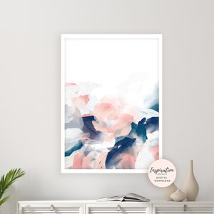 Abstract Watercolour Print, Pink Navy Wall Art, Printable Art, Watercolour Painting, Modern Wall Art, Mixed Media Art, 24x36 Art Print