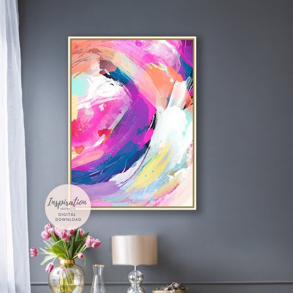 Vibrant Abstract Painting, Purple Wall Art, Printable Art, Abstract Art, 18x24 Art Prints, Modern Art, Mixed Media Art, Acrylic Painting