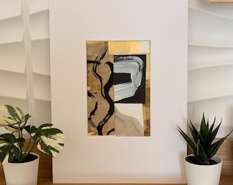 Original Abstract Collage | Modern Mixed Media Collage | Handmade Contemporary Artwork | Neutral Wall Art
