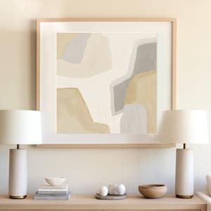 Beige and Grey Abstract Painting, Neutral Abstract Poster, Printable Minimalist Wall Art, Large Living Room Art Print, 40x40 Wall Art