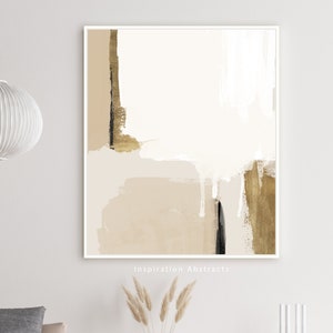 Beige Gold Minimal Abstract Painting, Printable Wall Art, Large Minimal Art, Neutral Tone Print, Modern Art Print, Digital Download