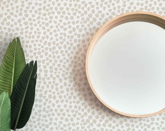 Beige Dots Peel and Stick Wallpaper, Abstract Wallpaper, Eco Friendly, Hand Painted Wallpaper, Removable Wallpaper, Neutral Wallpaper