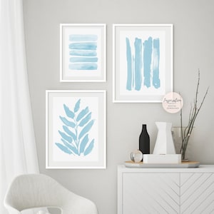 Pale Blue Gallery Wall Set, Nursery Prints, Printable Abstract Art, Minimalist Print Set, Coastal Decor, Zen Wall Art, Large Wall Art