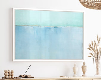 Contemporary Coastal Abstract Painting - Green & Blue Art Print - Rothko Inspired - Coastal Living Room Decor - Large Modern Art Print