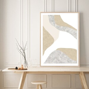 Printable Abstract Art, Neutral Modernist Art, Contemporary Art Print, Mixed Media Art, Large Wall Art