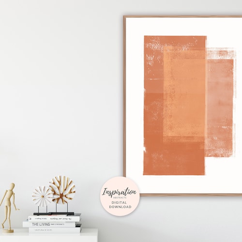Burnt Orange Abstract Art Minimal Painting Large Wall Art Etsy