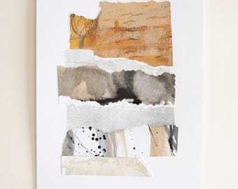 Collage abstracto original sobre papel / Decoración Wabi Sabi texturizada (A5)