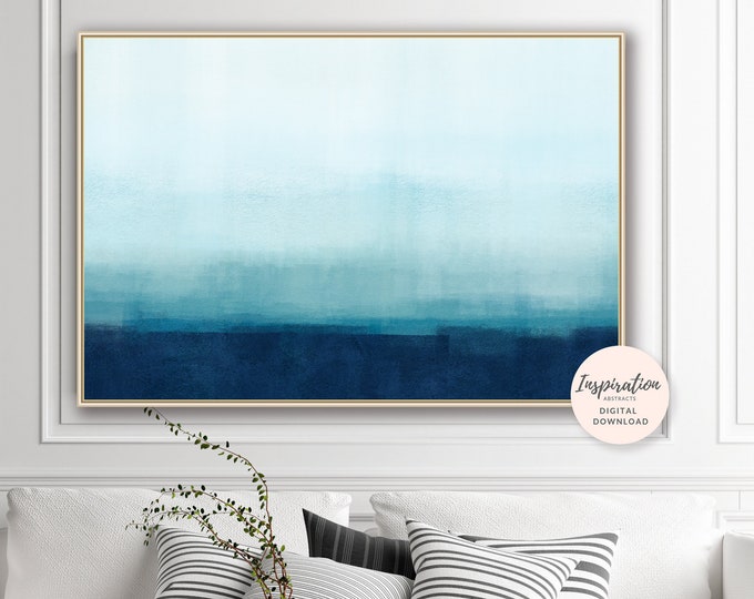 Blue Ombre Painting, Printable Abstract Art, Acrylic Art, Large Wall Art,  Contemporary Art
