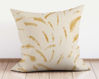 Shibori Cushion, Minimal Cushion, Ochre Throw Pillow, Decorative Pillow, Abstract Tie Die Cushion, Living Room Decor