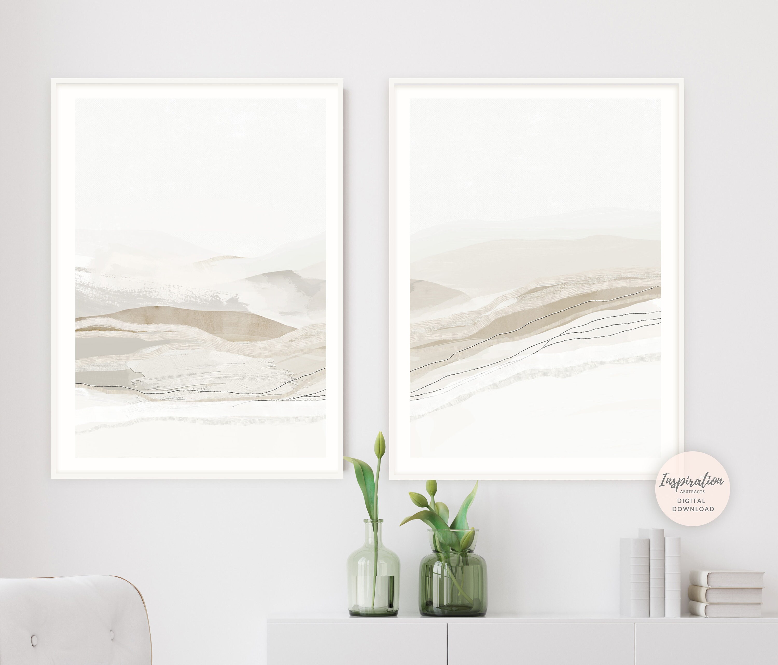 set of 2 landscape paintings printable art large minimalist paintings simple wall art abstract art minimalist wall art living room art