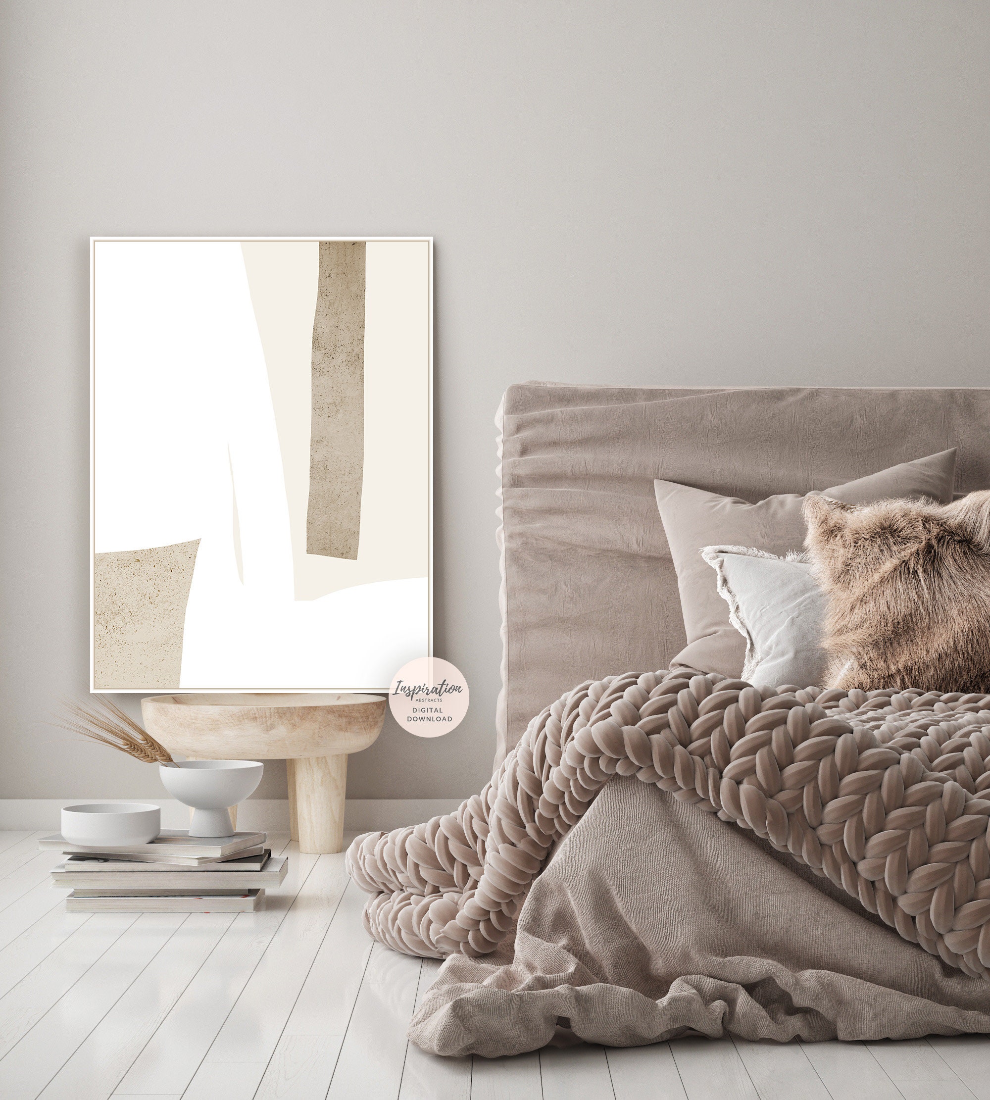 Beige and White Minimalist Wall Art Printable Art Modern Zen Etsy