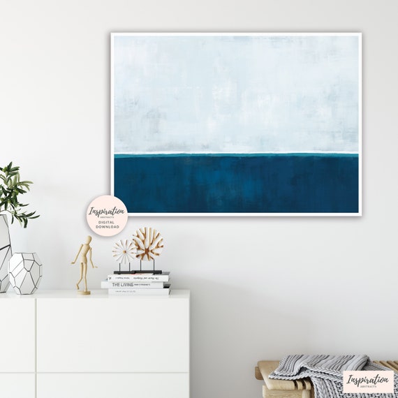 Large Minimal Painting, Navy Blue Wall Art, Acrylic Painting, Oversized Wall Art, Printable Art, Large Wall Art, Living Room Art