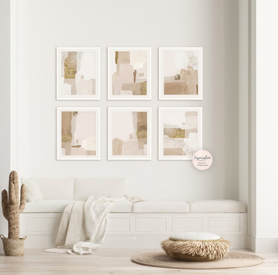 Set Of 6 Minimalist Art Prints, Neutral Abstract Paintings, Living Room Art, Contemporary Art, Printable Wall Art, Modern Wall Art