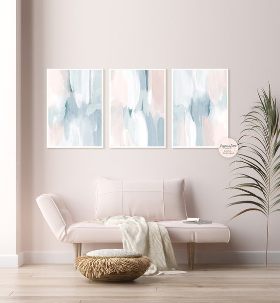 Set of Three Abstract Paintings, Printable Art, 3 Piece Wall Art, Serene Wall Art, Modern Art, Nursery Prints, Bedroom Wall Art, Nursery Art