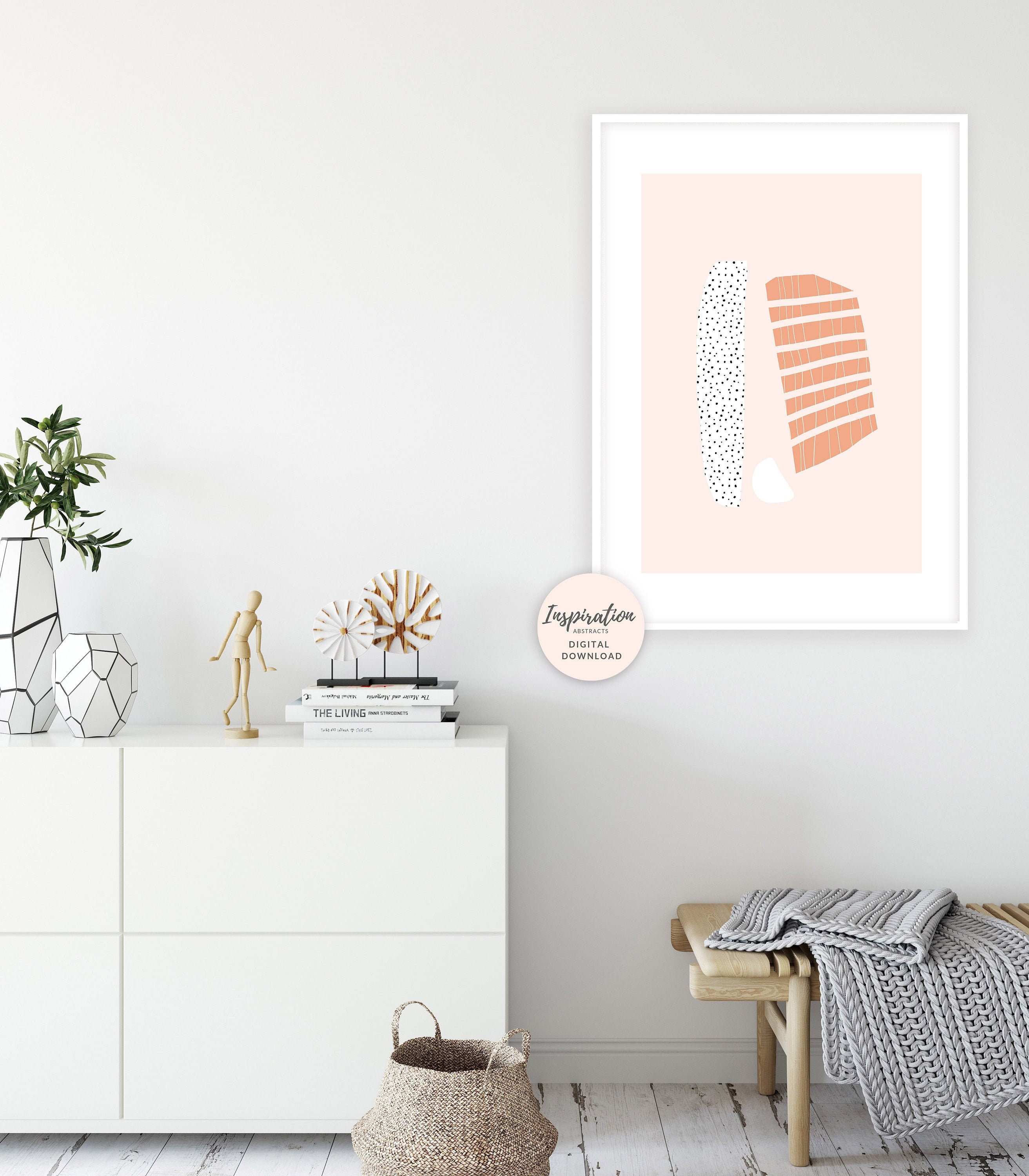 Calming Geometric Art Boho Decor Minimalist Art Living Room