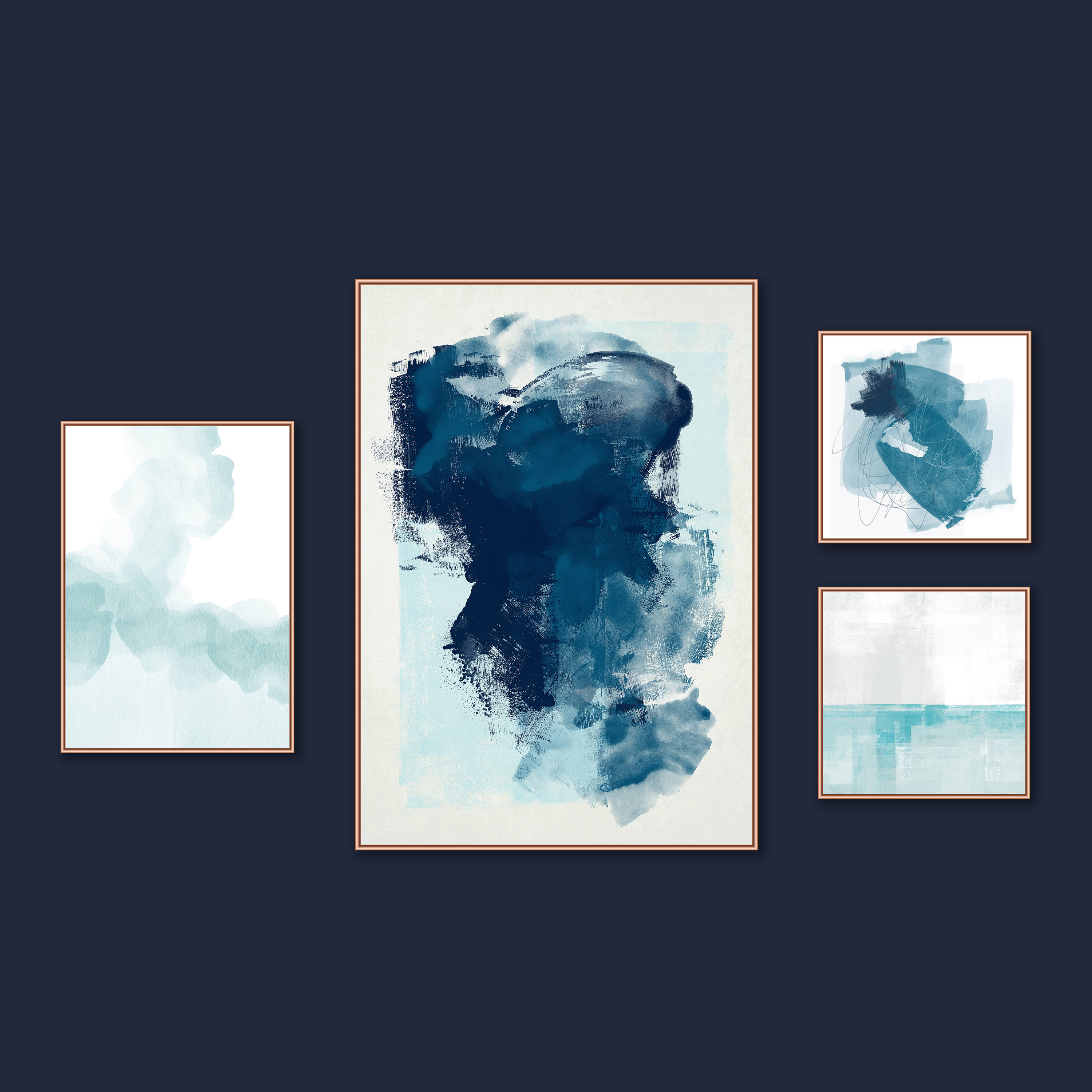 Modern Wall Art Set of 4 Art Prints Abstract Wall Art | Etsy