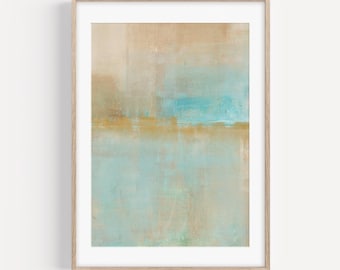 Arte mural moderno Wabi Sabi / Arte abstracto imprimible en tonos tierra, marrón, azul y amarillo / Decoración minimalista con textura / Arte digital de gran tamaño para descargar