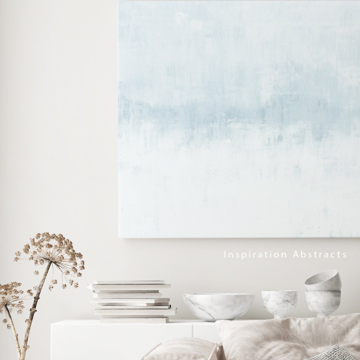 Pale Blue Wall Art Minimal Canvas Art Zen Wall Art Large Etsy