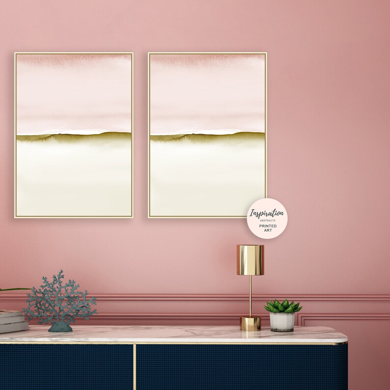 Set of Two Prints Blush Pink Wall Art Nursery Wall Art Etsy