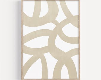 Modern Abstract Poster, Beige & White Printable Wall Art, Simple Minimalistic Design, Instant Digital Download, Calm Abstract Art