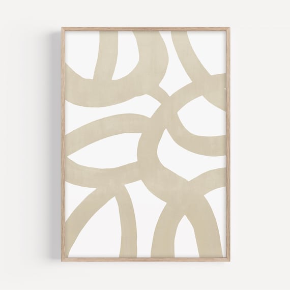 Modern Abstract Poster, Beige & White Printable Wall Art, Simple Minimalistic Design, Instant Digital Download, Calm Abstract Art