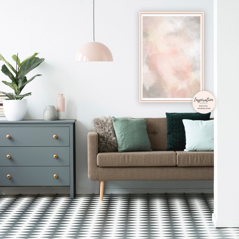 Blush Pink and Grey Painting Pink Abstract Art Pink Wall | Etsy