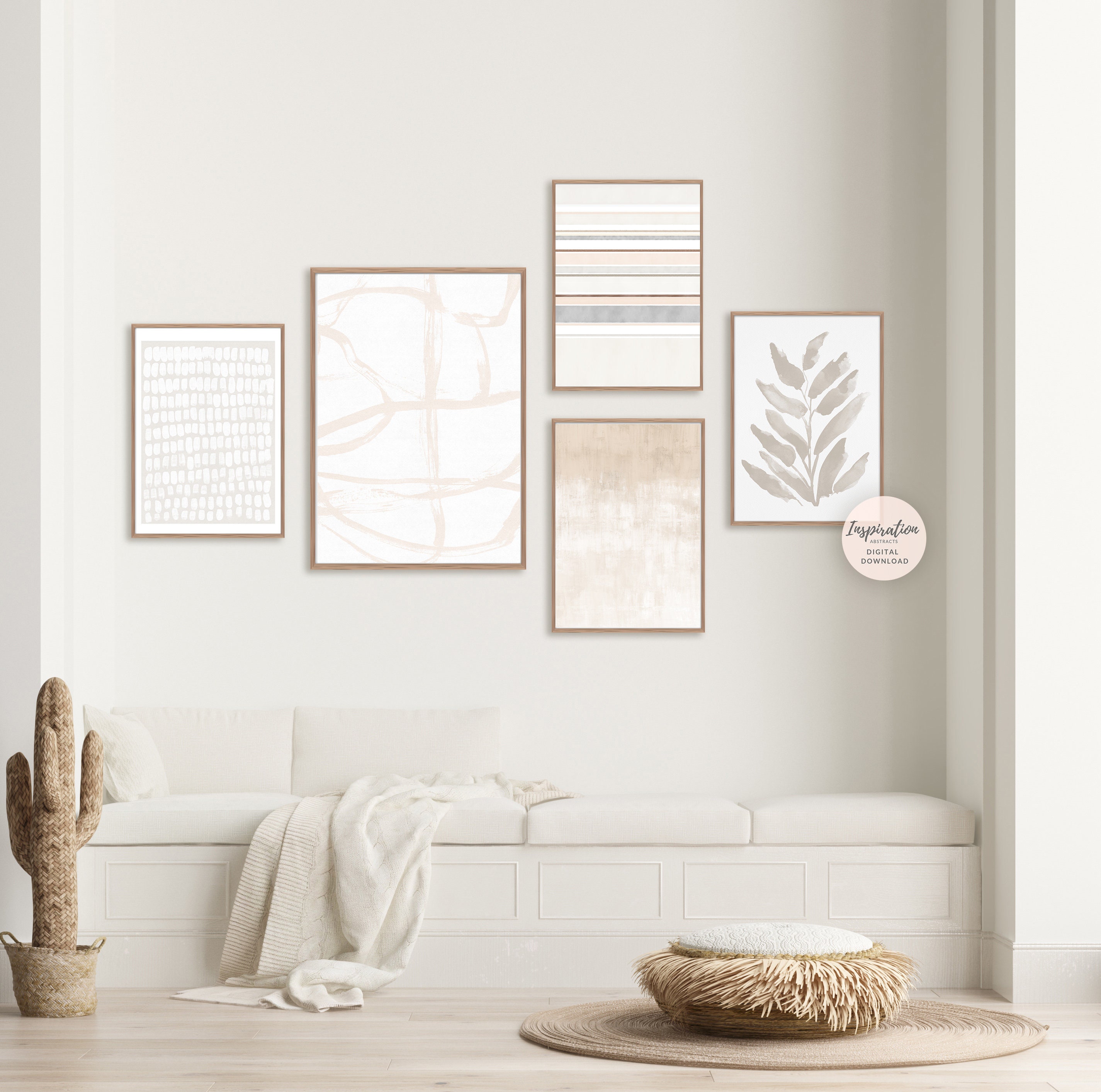 Minimalist Gallery Wall Set Abstract Art 5 Piece Wall Art Etsy