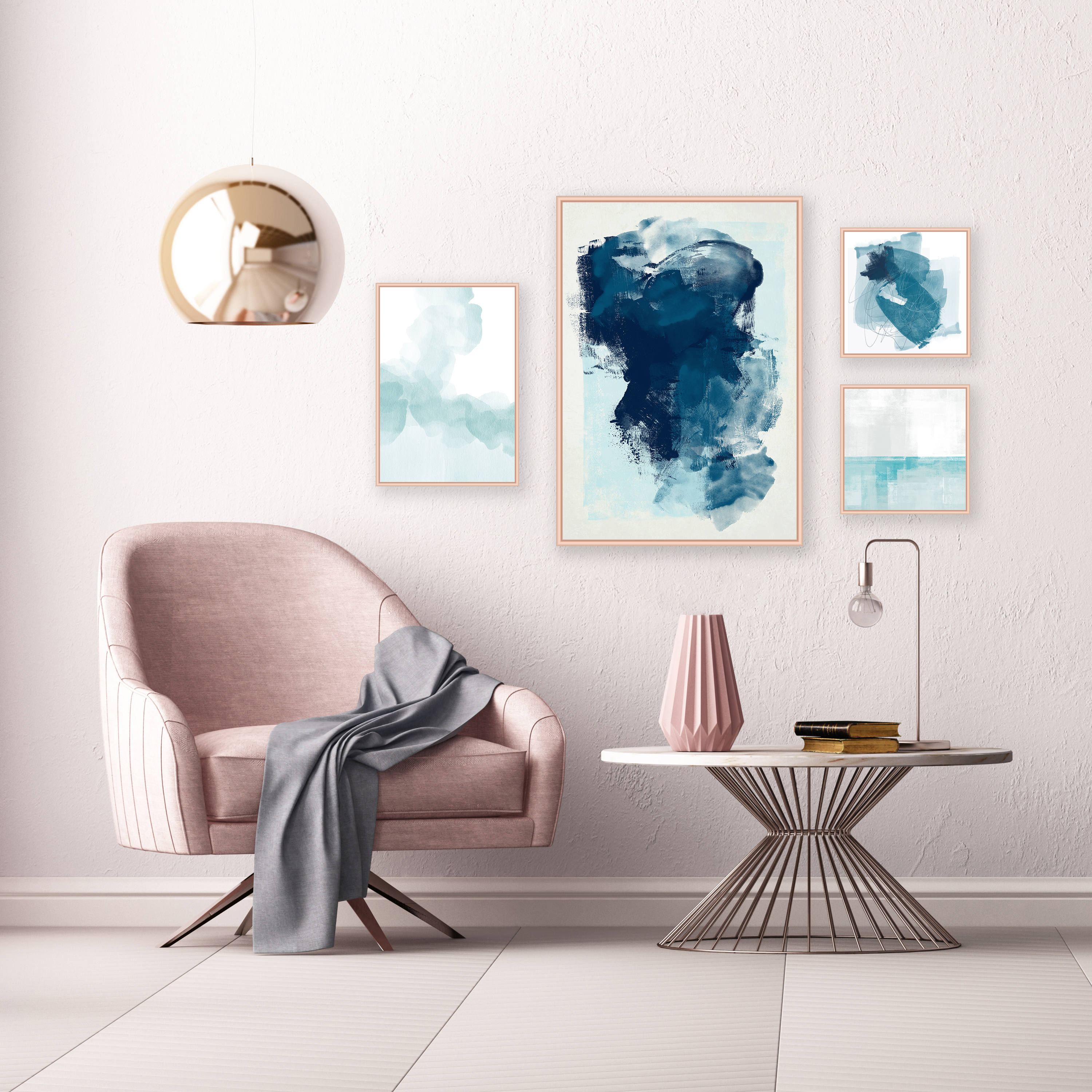 Modern Wall Art Set of 4 Art Prints Abstract Wall Art Etsy