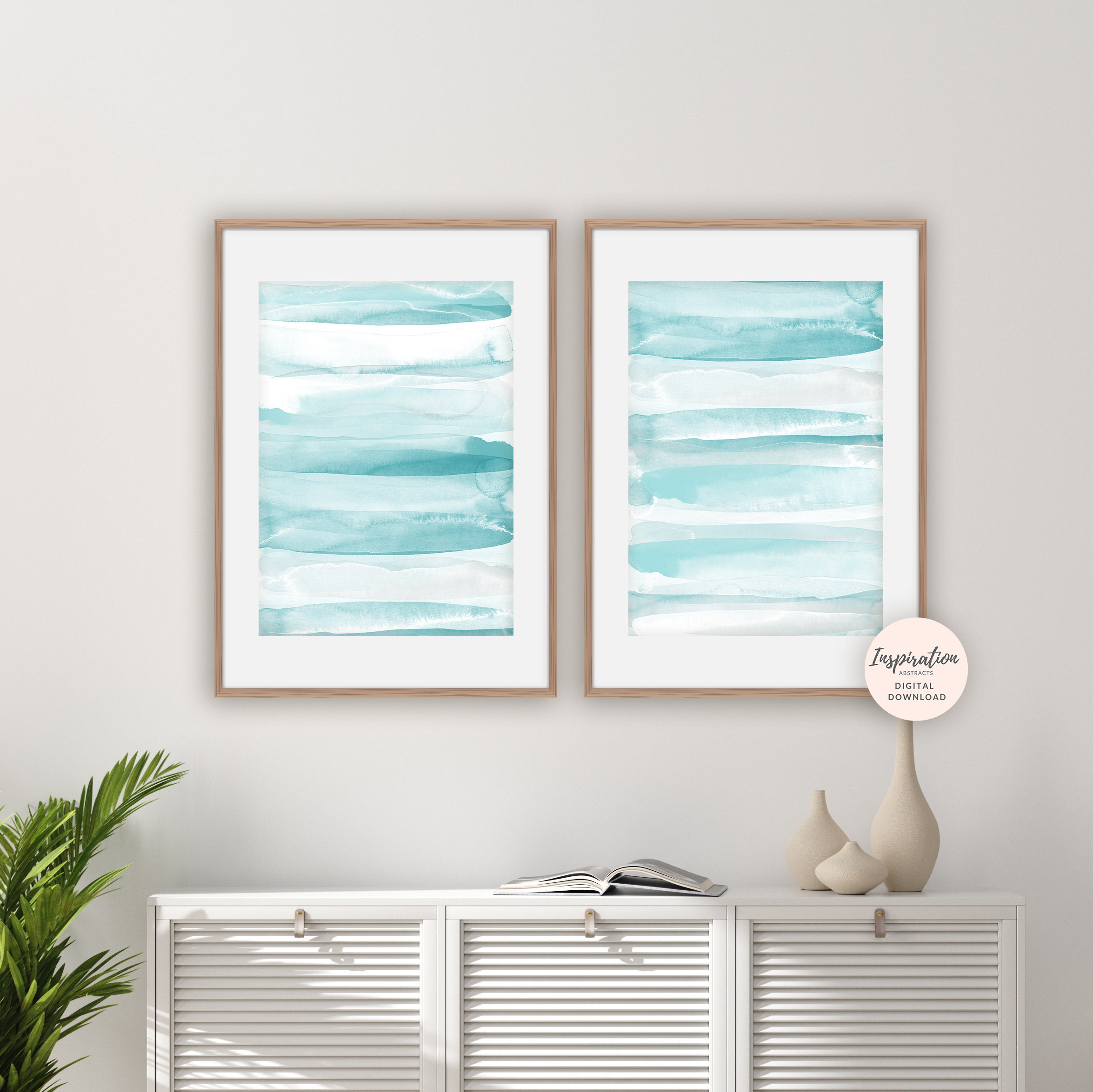Aqua Wall Art Set of 2 Prints Calming Wall Art Beach House Etsy UK