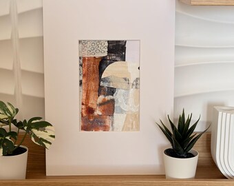 Modern Abstract Collage | Earth Toned Mixed Media Art | Contemporary Handmade Artwork | Wabi Sabi Wall Art