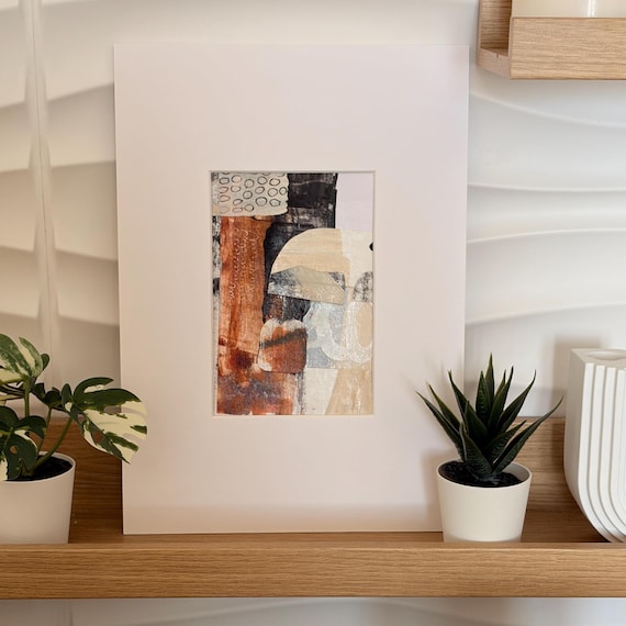 Modern Abstract Collage | Earth Toned Mixed Media Art | Contemporary Handmade Artwork | Wabi Sabi Wall Art