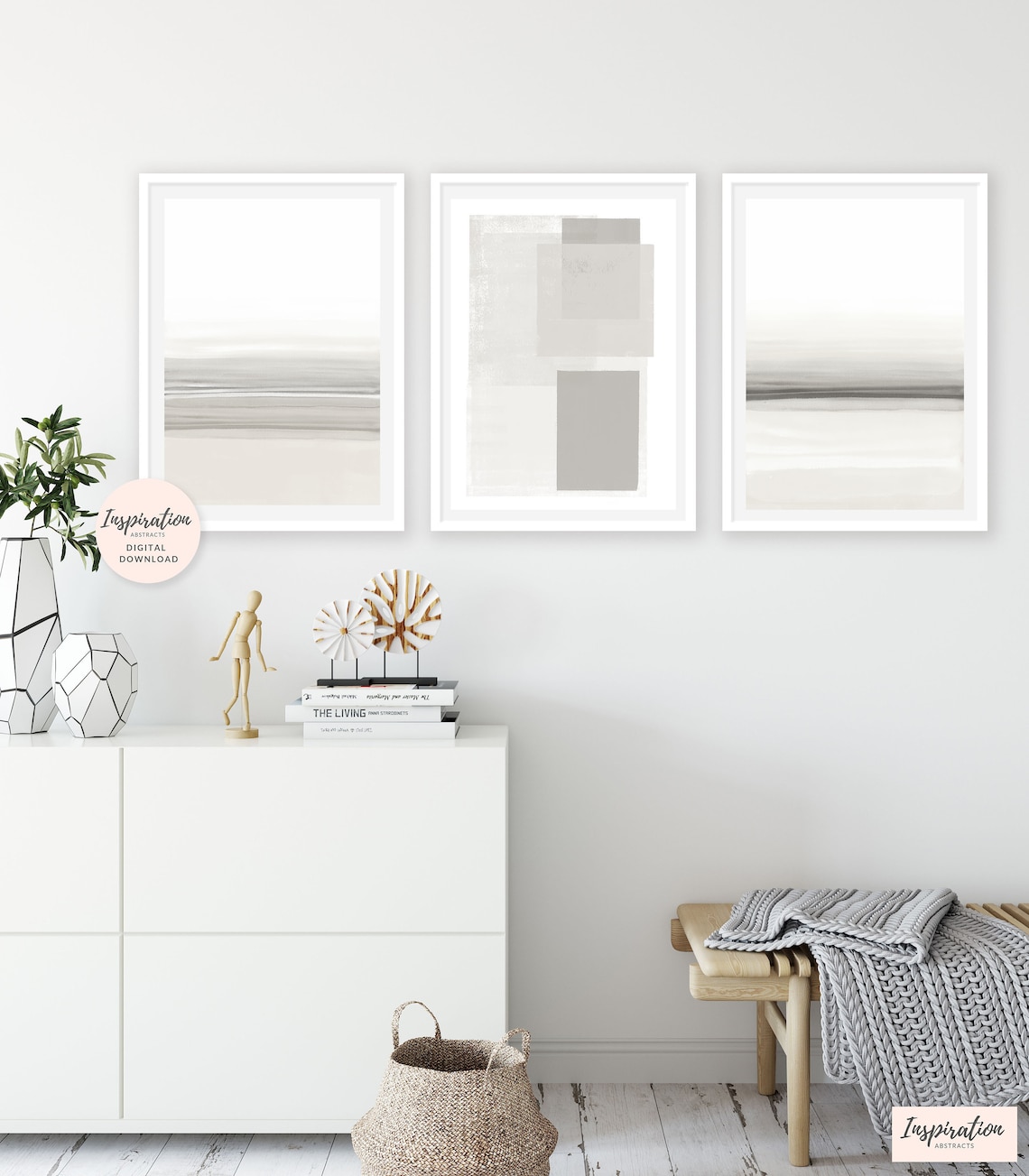 Set of 3 Minimalist Art Prints, Gallery Wall Set, Oversized Wall Art ...