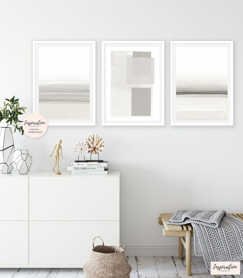 Set of 3 Minimalist Art Prints, Gallery Wall Set, Oversized Wall Art, 24x36 Art Prints, Large Wall Art, Abstract Art, Simple Art Prints image 1