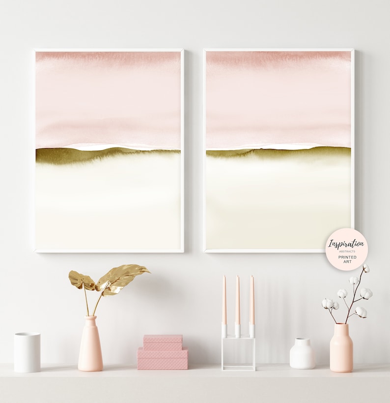 Set of Two Prints Blush Pink Wall Art Nursery Wall Art Etsy