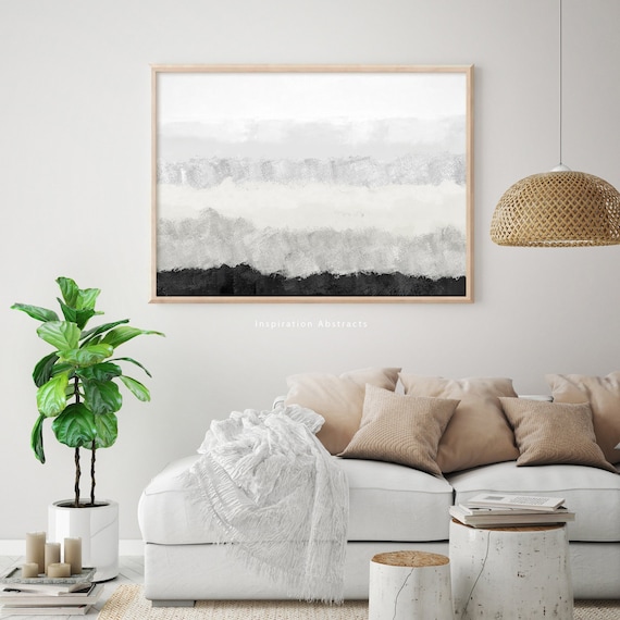 Minimal Grey and Black Abstract Painting, Large Painting, Mixed Media Art, Printable Art, Living Room Art, Large Wall Art, Modern Wall Art