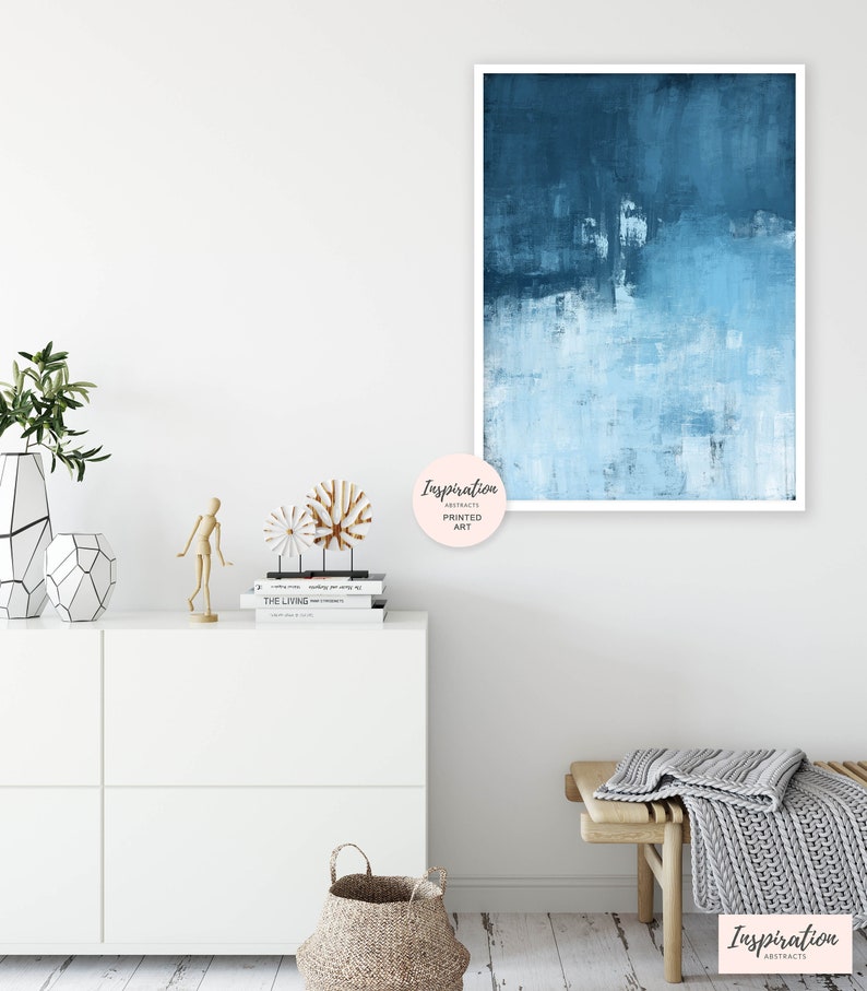 Large Abstract Print Blue Art Oversized Wall Art Beach Etsy