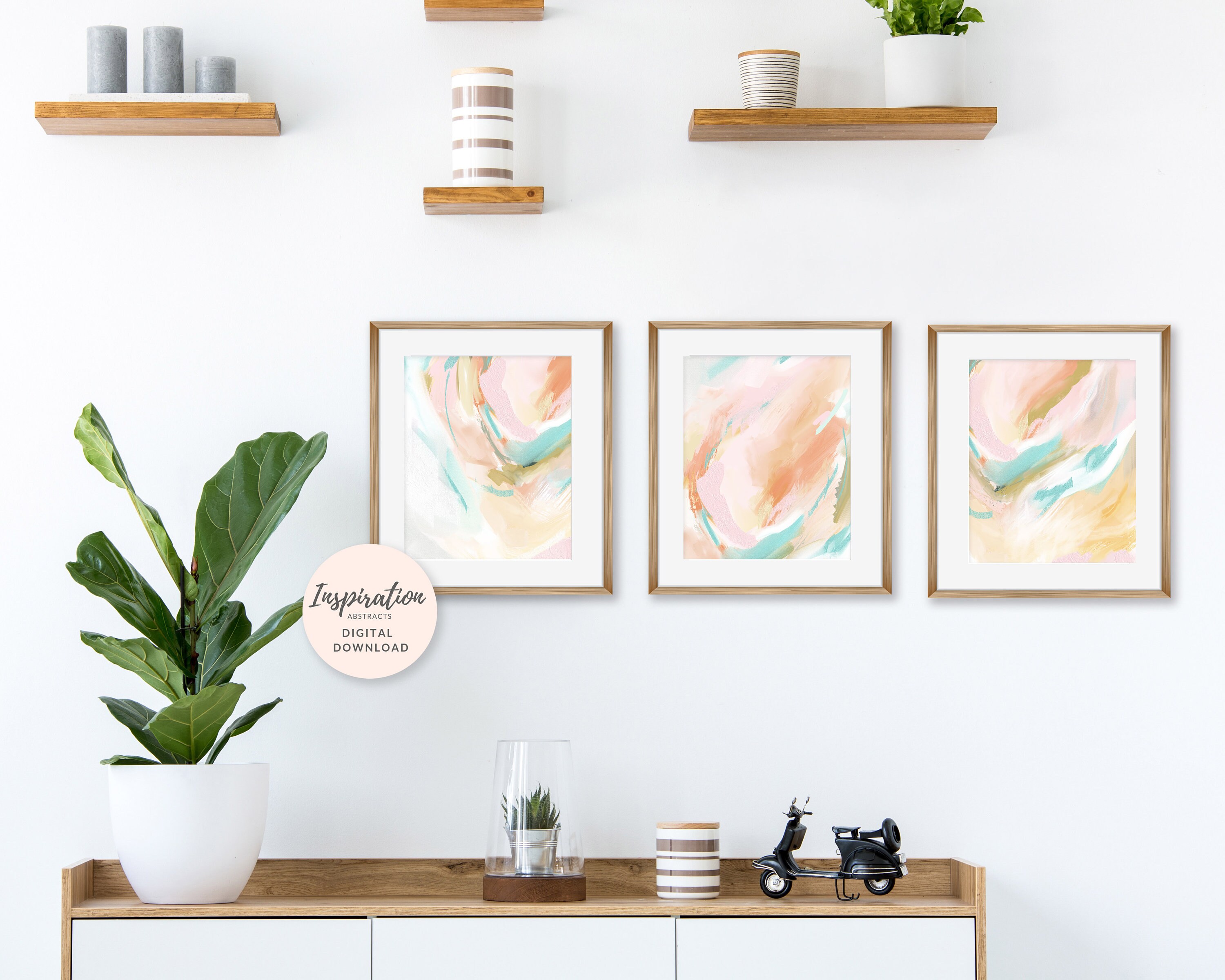 Colourful Abstract Paintings 3 Piece Wall Art Colourful Wall | Etsy