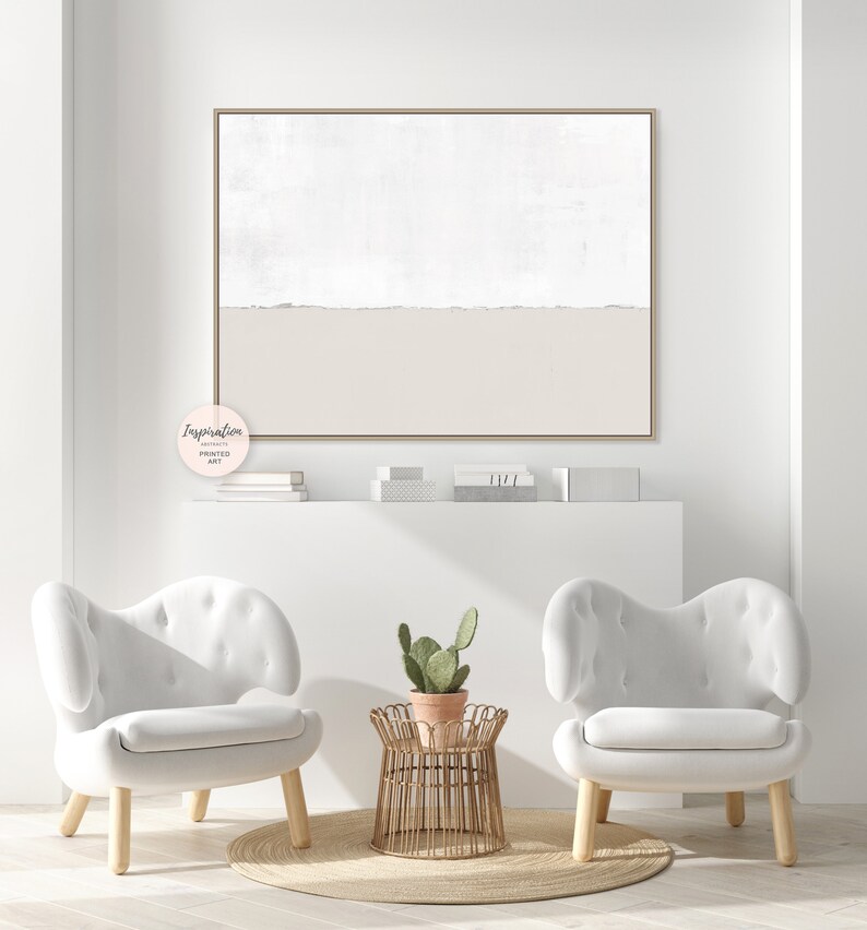 Minimal Beige And White Canvas Wall Art Large Abstract Etsy