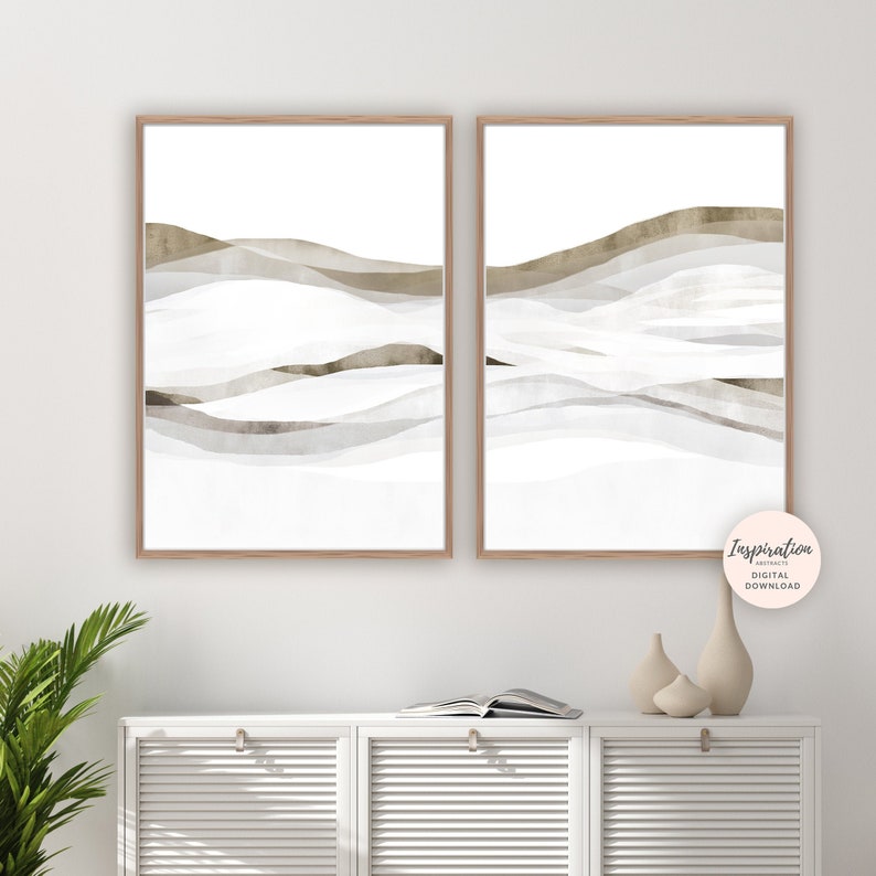 Set of Two Minimal Art Prints Modern Zen Wall Art | Etsy