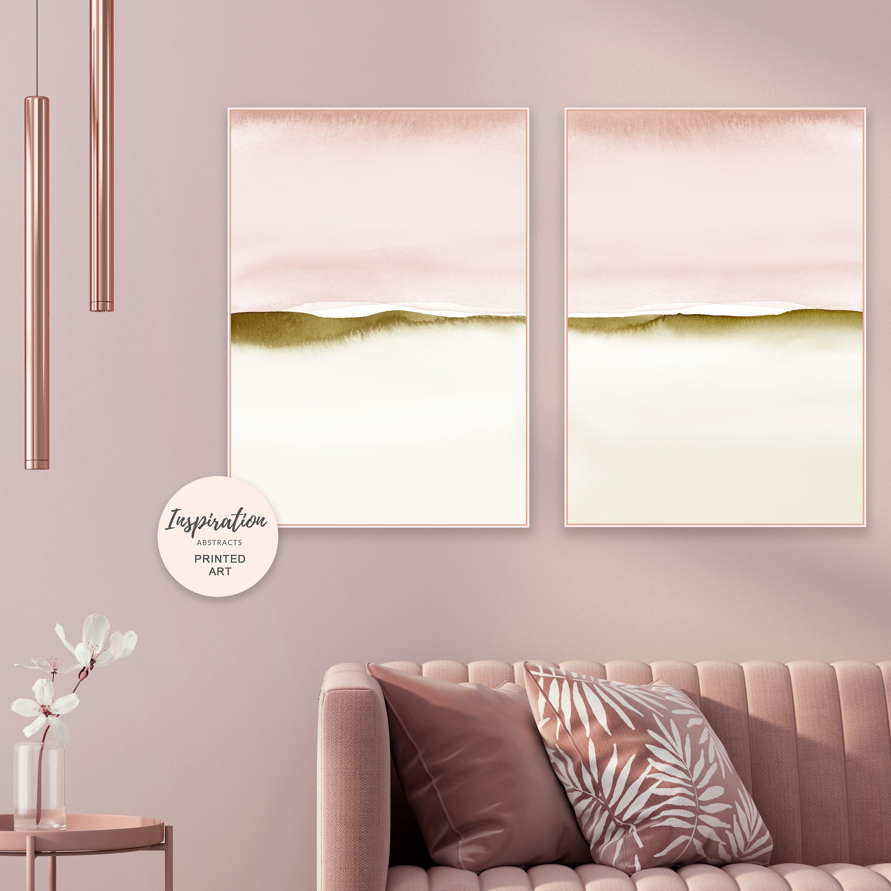 Set of Two Prints Blush Pink Wall Art Nursery Wall Art Etsy