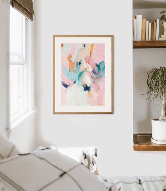 Pink Abstract Painting, Printable Art, Nursery Art, Bedroom Wall Art, Large Wall Art, 24x36 Art Prints, Modern Art, Mixed Media Art