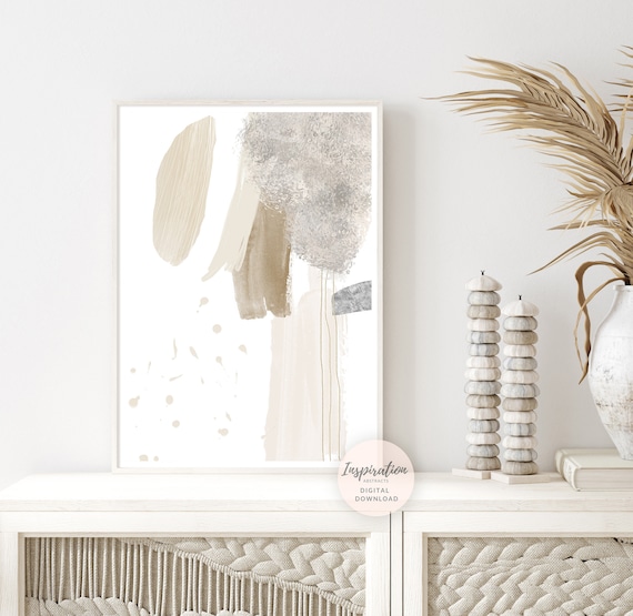 Beige And Grey Mixed Media Abstract Painting, Printable Wall Art, Zen Wall Art, Large Minimal Art, Boho Decor, Contemporary Art